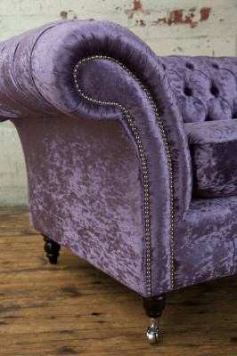 Lila Chesterfield Dreisitzer Chesterfield Luxus 3-Sitzer Sofa
