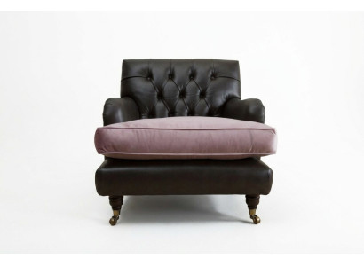 Sessel Fernseh Sitz Club Lounge Textil Leder Edler Design Chesterfield Polster