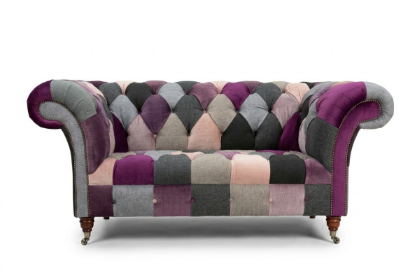Chesterfield 2 Sitzer Sofa Textil Couch Polster Design Bunt Sofas