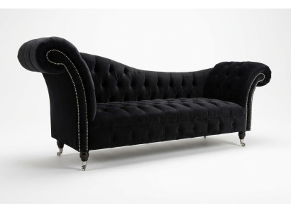Chesterfield Dreisitzer Couch Polster Design Sofa 3er Sitz Sofas Zimmer Schwarz