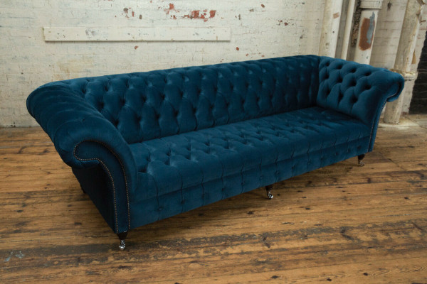 Design Chesterfield Sofagarnitur 4 Sitzer Stoff Couch Sofa Polster Sofas 265cm