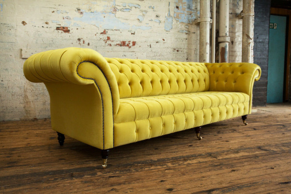 Design Sofa 4 Sitzer Polster Luxus Klassische Textil Chesterfield Sofas Couch