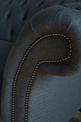Original Chesterfield Textil Leder Sofa Couch Polster Big Sitzpolster Grau 265cm