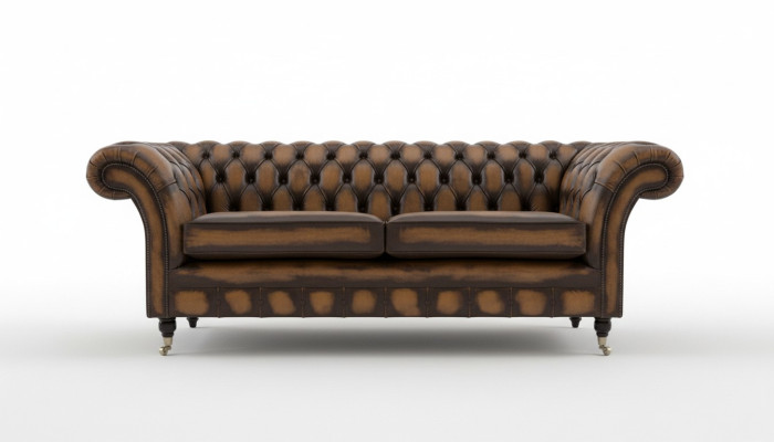 Edler Chesterfield Brauner Dreisitzer Luxus Polster Couchen Designer Sofas