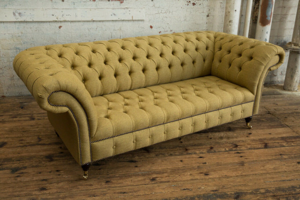 Gelbe Couch Dreisitzer Polster Design Sofa 3er Sitz Sofas Zimmer Luxus Couchen
