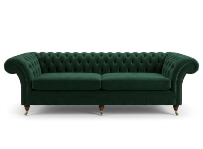 Grüne Chesterfield Textil Leder Sofa Couch Polster Big Sitzpolster xxl 265cm neu