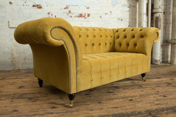 Designer Chesterfield Sofagarnitur Sofa Couch Polster Set in Samt 4tlg.