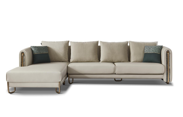 Sofa Couch Polster Garnitur Wohnlandschaft Design Ecksofa Leder L Form