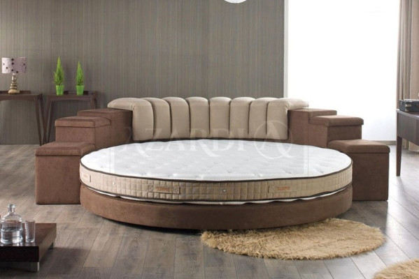 Rundes Bett Moderne Design Luxus Polster Rund Betten Textil Stoff
