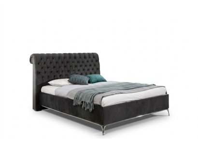Schwarzes Chesterfield Luxus Doppelbett Designer Schlafzimmer Möbel