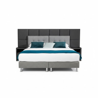 Designer Bett Schlafzimmer Betten Textil Leder Hotel Luxus Polster Samt Grau Neu