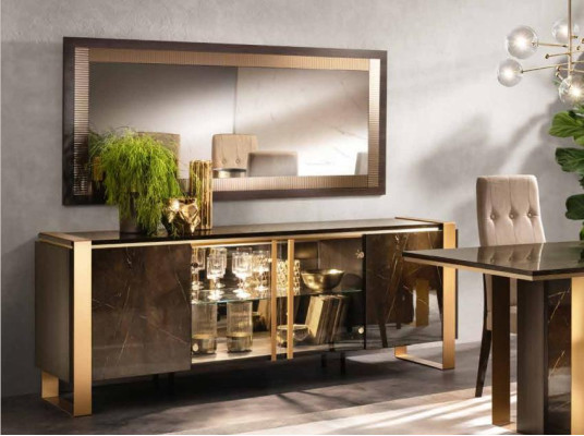 Buffet Anrichte Kommode Spiegel Echte Handarbeit Holz Regal Regale 2tlg