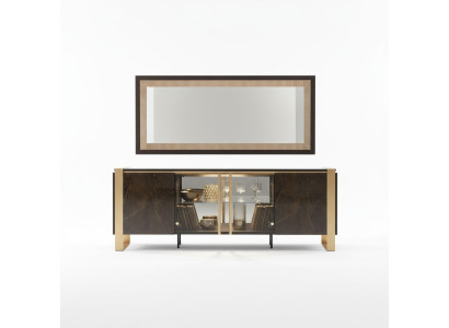 Buffet Anrichte Kommode Spiegel Echte Handarbeit Holz Regal Regale 2tlg