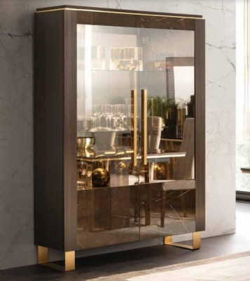 Glasschrank Vitrine Vitrinen Luxus Schrank Holz Stil Glas Regal Schränke