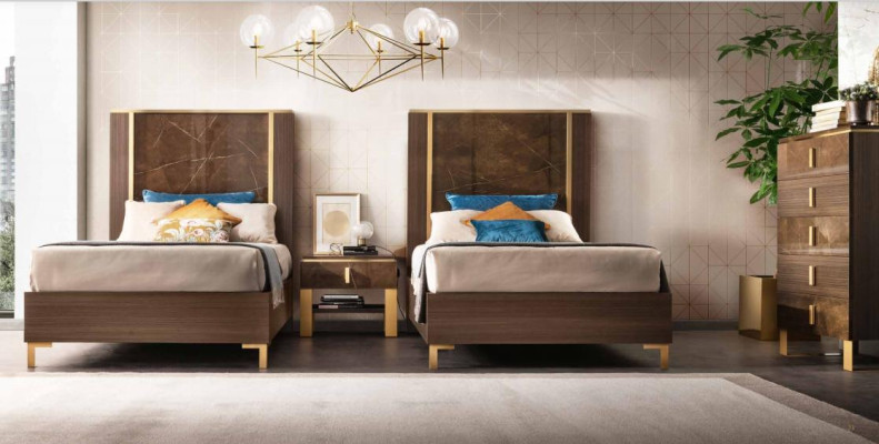2x Bett + Nachttisch 3 tlg. Schlafzimmer Set Designer Luxus Schlafzimmer