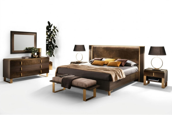 Bett Nachttisch Kommode 4 tlg. Schlafzimmer Set Deko Design Modern Luxus