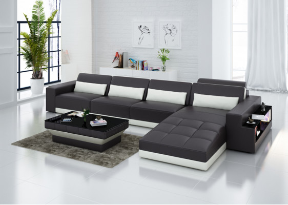 Ledersofa Couch Wohnlandschaft Ecksofa Eck Garnitur Design Modern Sofa mit usb