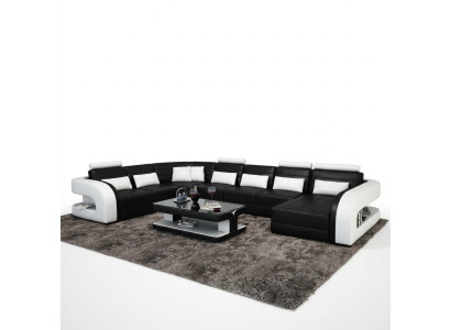 Big Wohnlandschaft Sofa mit USB Couch Polster Eck Leder Sofa Garnitur Couchen !!