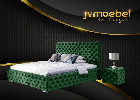 Doppelbett Schlafzimmer Samt Betten Chesterfield Bettgestell Nachttisch 3tlg Set