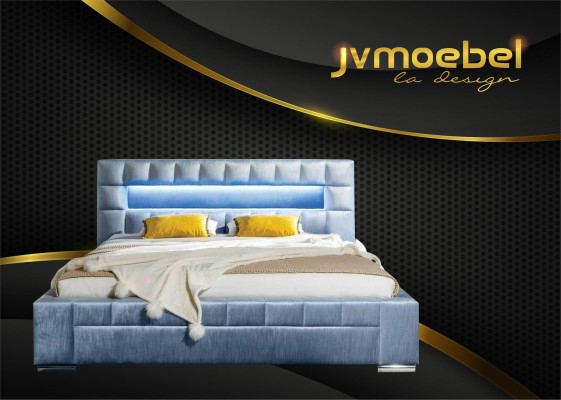 Bett inkl LED Beleuchtung Schlafzimmer Design Möbel Modern Betten Luxus Doppel