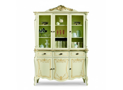 Vitrine Italienische Luxus Stil Wohnzimmer Möbel Schrank Barock Rokoko Stil Holz Neu