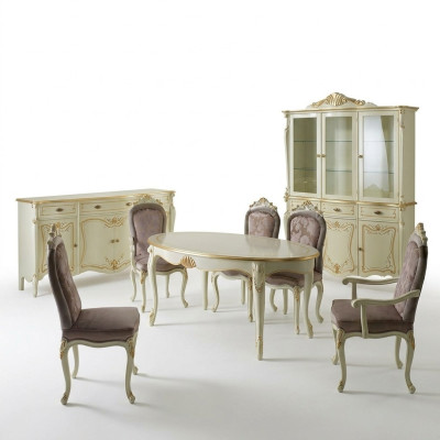 Esstisch 5x Stühle Vitrine Kommode Komplettes Esszimmer Garnitur 8tlg Möbel Neu