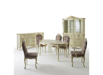 Esstisch 5x Stühle Vitrine Kommode Komplettes Esszimmer Garnitur 8tlg Möbel Neu