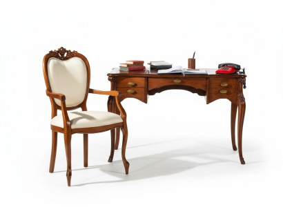 Holz Möbel Luxus Büro 2tlg Set Schreibtisch Sessel Italienische Luxus