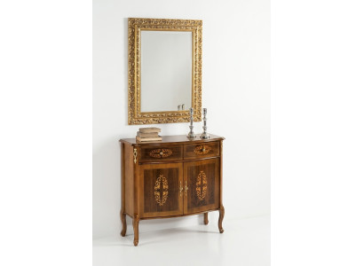 Kommode Holz Möbel Barock mit Spiegel Luxus Italienische Möbel 2tlg Garnitur