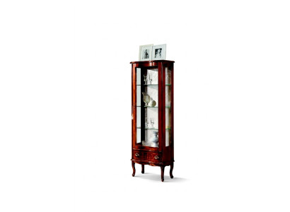 Luxus Holz Vitrine Brauner Schrank Glas Türen Design Anrichte Italienische Möbel