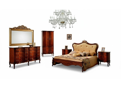 Set 3tlg. Schlafzimmer Garnitur Bett 2x Nachttisch Italienische Barock Möbel Neu