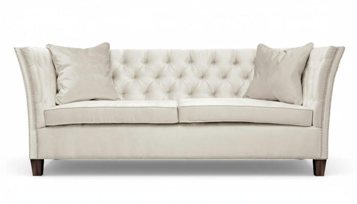 Sofa Beige Chesterfield Dreisitzer Polster Möbel Hotel Praxis Wohnzimmer