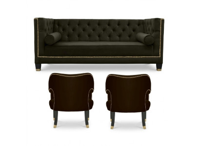 Chesterfield Sessel Schwarze xxl Big Textil Stoff Couchen Möbel Polster Garnitur