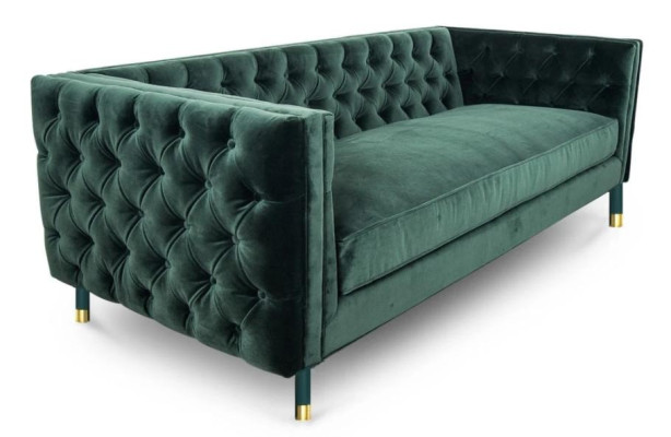 Chesterfield 4-Sitzer Sofa Luxus Design Möbel Textil Stoff Couchen Grün Sofas