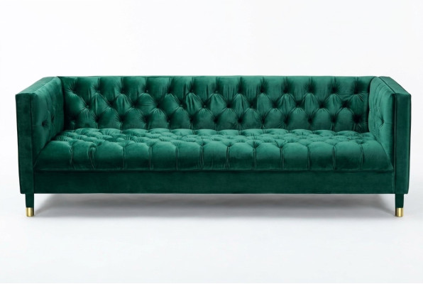 Grüner Chesterfield 4-Sitzer Luxus Sofa Textil Stoff Couchen