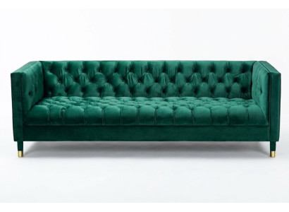 Grüner Chesterfield 4-Sitzer Luxus Sofa Textil Stoff Couchen