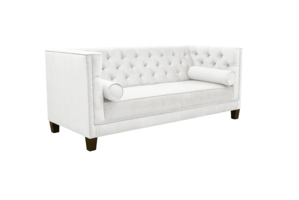 Dreisitzer Stoff Wohnzimmer weiß Couchen Polster Sofa Sofas Chesterfield couch
