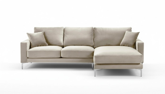 Wohnzimmer Design Couchen Polster Sofa Couch Beige Ecksofa Stoff Eckgarnitur Neu