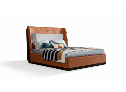 Bett 2 x Nachttisch Schlafzimmer Orange Kreative Modern Möbel Holz Luxus Betten