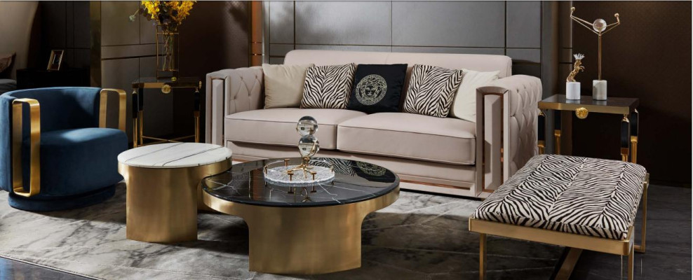 Chesterfield Sofa Beige Leder Luxus Wohnzimmer Design Couchen Polster
