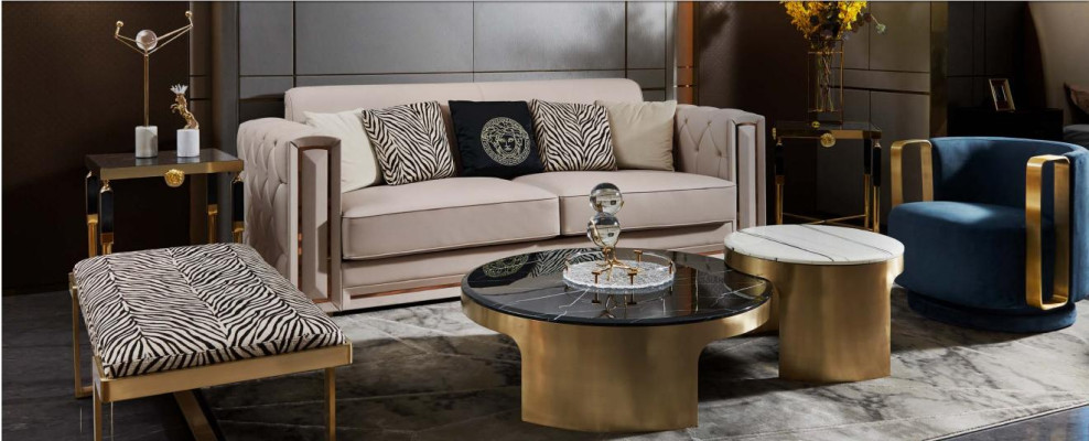 Chesterfield Sofa Beige Leder Luxus Wohnzimmer Design Couchen Polster