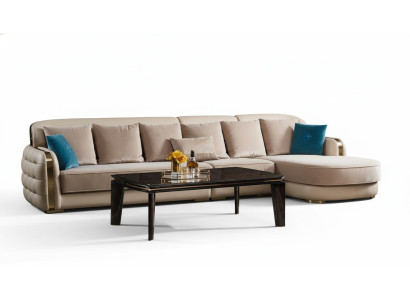 Ecksofa Leder Beige Luxus Wohnlandschaft Couch Eckgarnitur Sofas Möbel Design