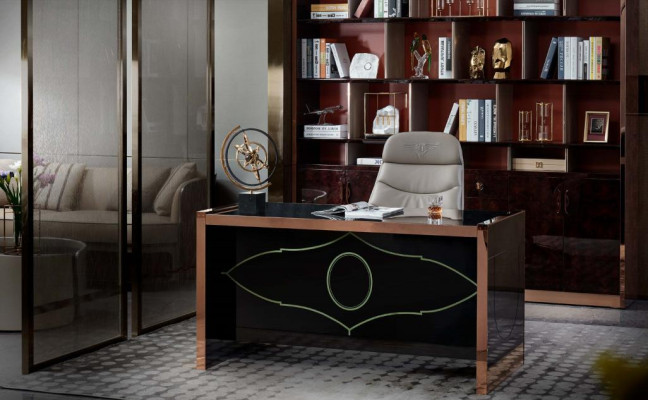 Bürotisch Holz Braun Tisch Arbeitszimmer Tische Büro Modern Design Möbel Luxus