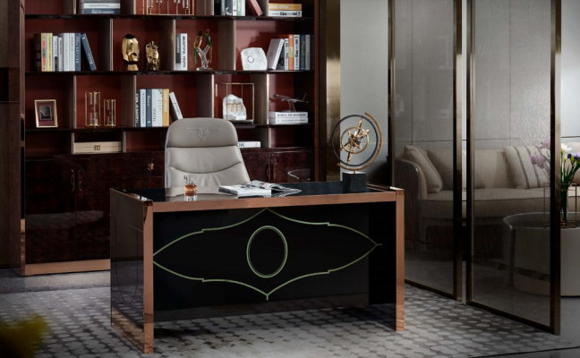Bürotisch Holz Braun Tisch Arbeitszimmer Tische Büro Modern Design Möbel Luxus