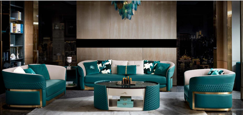 Sofagarnitur Chesterfield Polster Sofa Couch 3+1 Garnitur Leder Textil Stoff