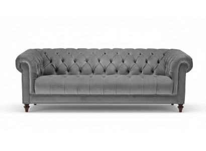Dreisitzer Grau Stoff Wohnzimmer Design Couchen Polster Sofa Sofas Chesterfield