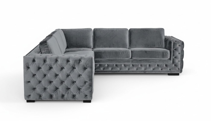 Ecksofa Grau Ecken Samt Möbel Design Wohnlandschaft Couch Eckgarnitur Polster