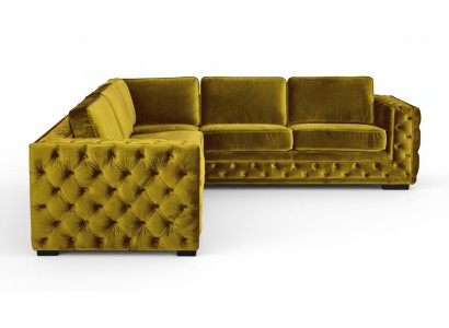 Chesterfield Samt Ecksofa Sofa Couch Polster Eckgarnitur Wohnzimmer Couchen Gelb