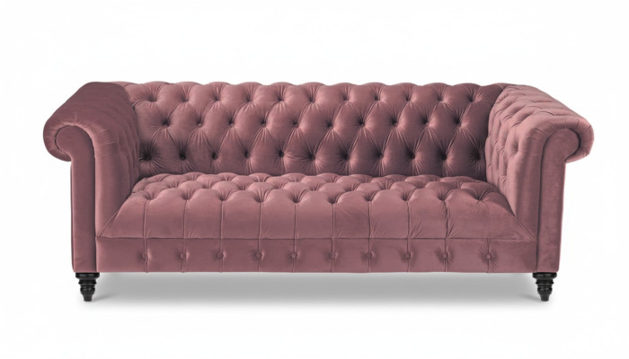 Fuchsia Samt Couch Luxus Polster Chesterfield Möbel Sofa mit Knöpfen Dreisitzer