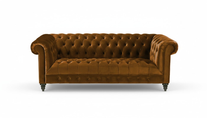 Dreisitzer Chesterfield Braune Stoff Sofa Neu Original Design Couchen Polster